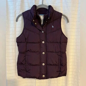 Old Navy Purple Zip/Button Puffer Vest with Pockets